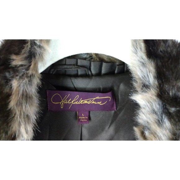 Striped faux fur winter coat/chunky faux fur brown striped jacket/Hal Rubenstein - Picture 10 of 10